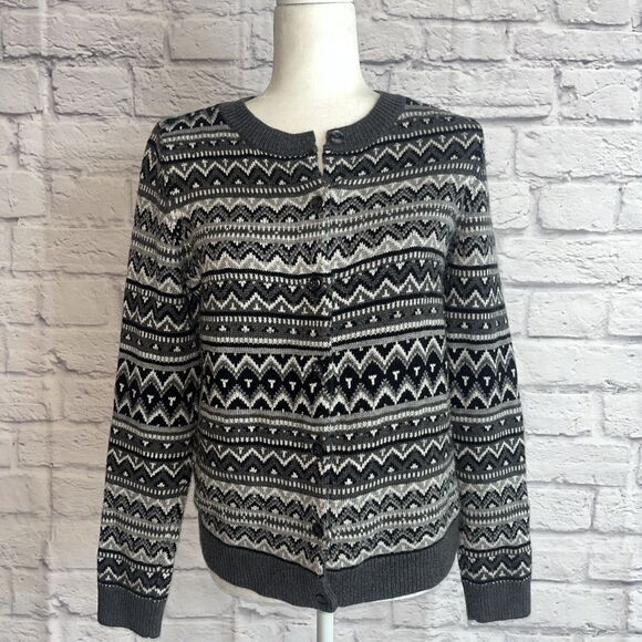 Talbots Sweaters - Talbots Women’s Grandmacore Lambswool Blend Beaded Cardigan Sweater Size Small